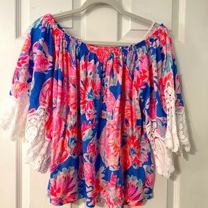 Lilly Pulitzer off the shoulder top with lace